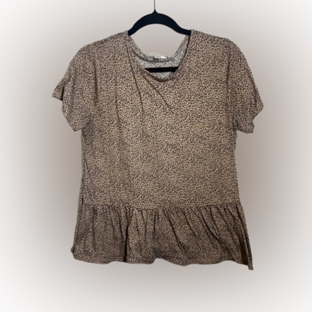 Tan Leopard Print Blouse - Size Large